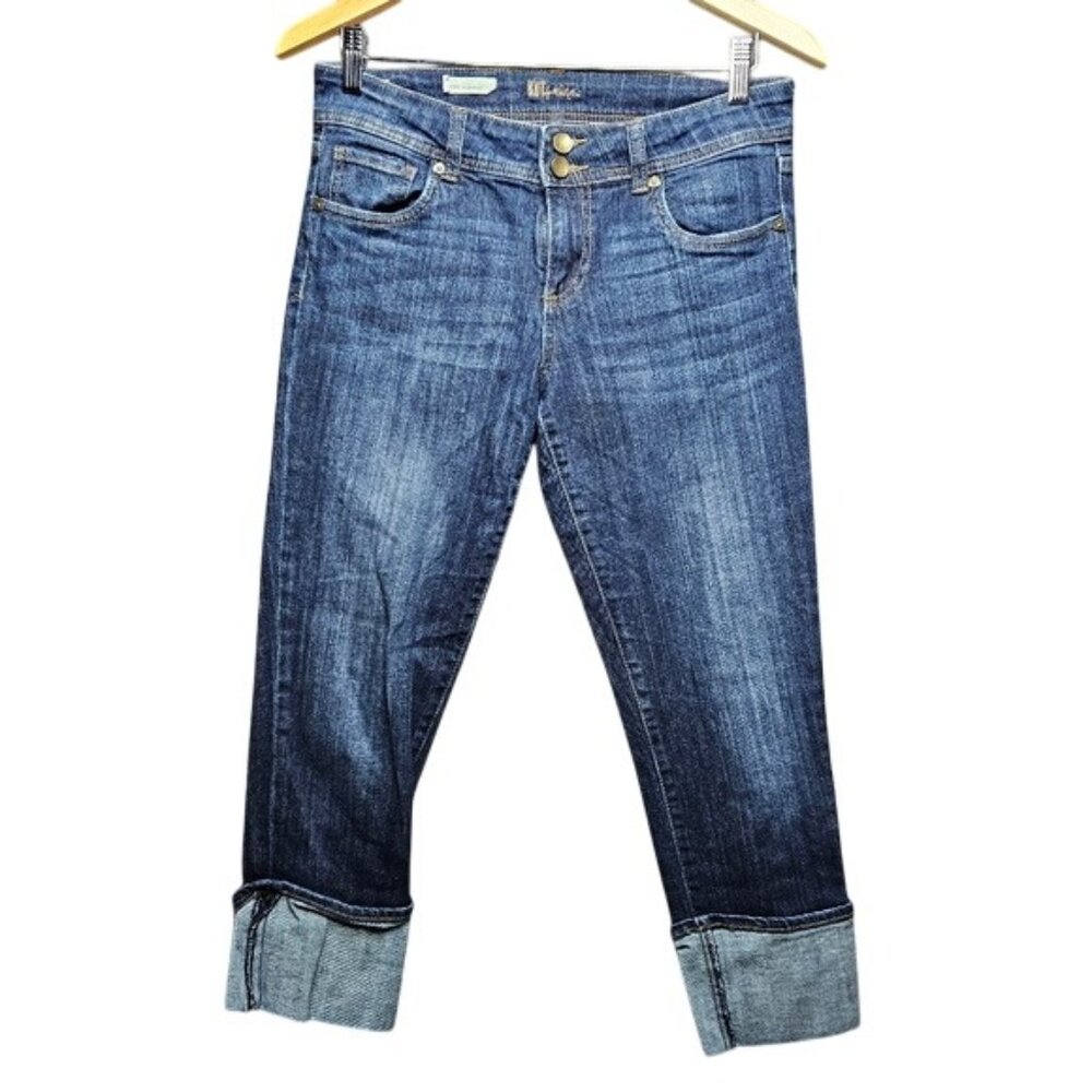 Kut From The Kloth Cameron Straight Leg Denim Jeans Womens 4 Cuffed Medium Wash